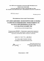 Организационно-экономические основы развития и повышение эффективности малого предпринимательства в сельском хозяйстве - тема диссертации по экономике, скачайте бесплатно в экономической библиотеке