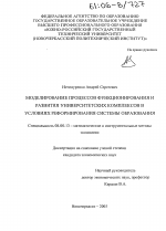 Моделирование процессов функционирования и развития университетских комплексов в условиях реформирования системы образования - тема диссертации по экономике, скачайте бесплатно в экономической библиотеке