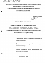 Эффективность формирования отраслевого сегмента рынка труда - тема диссертации по экономике, скачайте бесплатно в экономической библиотеке