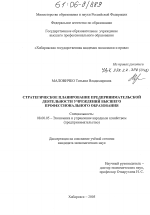 Стратегическое планирование предпринимательской деятельности учреждений высшего профессионального образования - тема диссертации по экономике, скачайте бесплатно в экономической библиотеке