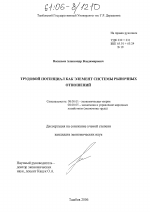 Трудовой потенциал как элемент системы рыночных отношений - тема диссертации по экономике, скачайте бесплатно в экономической библиотеке