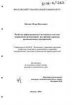 Развитие информационного потенциала системы управления организацией - тема диссертации по экономике, скачайте бесплатно в экономической библиотеке