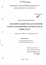 Домашнее хозяйство как основной субъект предложения рабочей силы на рынке труда - тема диссертации по экономике, скачайте бесплатно в экономической библиотеке