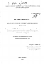 Стратегическое управление развитием сферы культуры - тема диссертации по экономике, скачайте бесплатно в экономической библиотеке