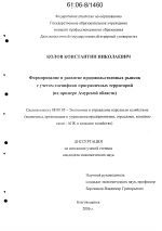 Формирование и развитие продовольственных рынков с учетом специфики приграничных территорий - тема диссертации по экономике, скачайте бесплатно в экономической библиотеке