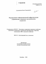 Формирование информационной инфраструктуры управляющих социально-экономических подсистем - тема диссертации по экономике, скачайте бесплатно в экономической библиотеке