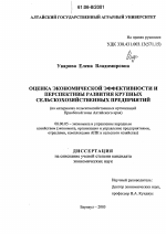 Оценка экономической эффективности и перспективы развития крупных сельскохозяйственных предприятий - тема диссертации по экономике, скачайте бесплатно в экономической библиотеке