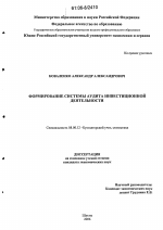 Формирование системы аудита инвестиционной деятельности - тема диссертации по экономике, скачайте бесплатно в экономической библиотеке