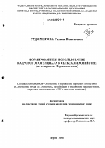 Формирование и использование кадрового потенциала в сельском хозяйстве - тема диссертации по экономике, скачайте бесплатно в экономической библиотеке