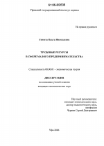 Трудовые ресурсы в сфере малого предпринимательства - тема диссертации по экономике, скачайте бесплатно в экономической библиотеке