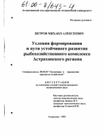 Условия формирования и пути устойчивого развития рыбохозяйственного комплекса Астраханского региона - тема диссертации по экономике, скачайте бесплатно в экономической библиотеке