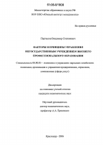 Факторы и принципы управления негосударственным учреждением высшего профессионального образования - тема диссертации по экономике, скачайте бесплатно в экономической библиотеке