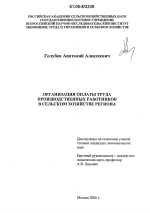 Организация оплаты труда производственных работников в сельском хозяйстве региона - тема диссертации по экономике, скачайте бесплатно в экономической библиотеке