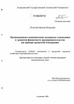 Организационно-экономические механизмы становления и развития финансового предпринимательства - тема диссертации по экономике, скачайте бесплатно в экономической библиотеке