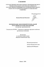 Формирование эффективной региональной отраслевой системы образования - тема диссертации по экономике, скачайте бесплатно в экономической библиотеке