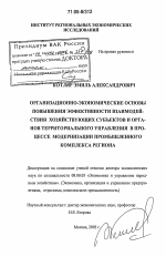 Организационно-экономические основы повышения эффективности взаимодействия хозяйствующих субъектов и органов территориального управления в процессе модернизации промышленного комплекса региона - тема диссертации по экономике, скачайте бесплатно в экономической библиотеке