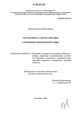 Управление и самоорганизация в производственной интеграции - тема диссертации по экономике, скачайте бесплатно в экономической библиотеке