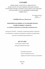 Экономическая оценка и страхование рисков хозяйствующих субъектов - тема диссертации по экономике, скачайте бесплатно в экономической библиотеке