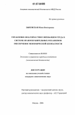 Управление оплатой и стимулированием труда в системе правоохранительных механизмов обеспечения экономической безопасности - тема диссертации по экономике, скачайте бесплатно в экономической библиотеке