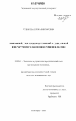 Взаимодействие производственной и социальной инфраструктур в экономике регионов России - тема диссертации по экономике, скачайте бесплатно в экономической библиотеке