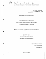 Экономическая стратегия местного сообщества по развитию промышленности города - тема диссертации по экономике, скачайте бесплатно в экономической библиотеке