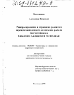 Реформирование и стратегия развития агропромышленного комплекса района - тема диссертации по экономике, скачайте бесплатно в экономической библиотеке