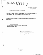 Кадровое обеспечение развития малого бизнеса в регионе - тема диссертации по экономике, скачайте бесплатно в экономической библиотеке