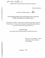 Организация контроля за деятельностью субъектов хозяйствования в условиях рынка - тема диссертации по экономике, скачайте бесплатно в экономической библиотеке