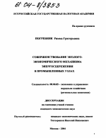 Совершенствование эколого-экономического механизма энергосбережения в промышленных узлах - тема диссертации по экономике, скачайте бесплатно в экономической библиотеке