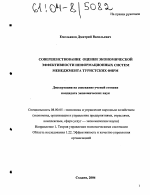 Совершенствование оценки экономической эффективности информационных систем менеджмента туристских фирм - тема диссертации по экономике, скачайте бесплатно в экономической библиотеке