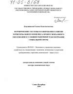 Формирование системы планирования развития территориального комплекса профессионального образования в условиях рыночной трансформации социальной сферы - тема диссертации по экономике, скачайте бесплатно в экономической библиотеке