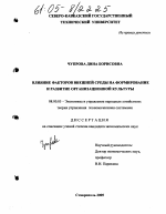 Влияние факторов внешней среды на формирование организационной культуры - тема диссертации по экономике, скачайте бесплатно в экономической библиотеке