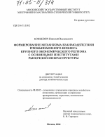 Формирование механизма взаимодействия промышленного бизнеса крупного экономического региона с основными институтами рыночной инфраструктуры - тема диссертации по экономике, скачайте бесплатно в экономической библиотеке