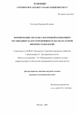 Формирование системы электронной коммерции в организациях малого предпринимательства на основе интернет-технологий - тема диссертации по экономике, скачайте бесплатно в экономической библиотеке