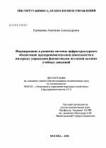 Формирование и развитие системы инфраструктурного обеспечения предпринимательской деятельности в интересах управления финансовыми потоками высших учебных заведений - тема диссертации по экономике, скачайте бесплатно в экономической библиотеке