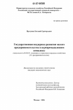 Государственная поддержка развития малого предпринимательства в агропромышленном комплексе - тема диссертации по экономике, скачайте бесплатно в экономической библиотеке