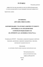 Формирование стратегии развития трудового потенциала на предприятиях горной промышленности - тема диссертации по экономике, скачайте бесплатно в экономической библиотеке