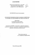 Управление жилищно-коммунальным хозяйством на основе государственно-частных партнерств - тема диссертации по экономике, скачайте бесплатно в экономической библиотеке