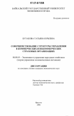 Совершенствование структуры управления в коммерческих и некоммерческих страховых организациях - тема диссертации по экономике, скачайте бесплатно в экономической библиотеке
