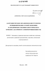 Адаптация методов, механизмов и инструментов функционирования сетевой экономики на предприятиях топливно-энергетического комплекса - тема диссертации по экономике, скачайте бесплатно в экономической библиотеке