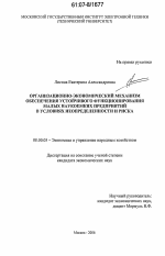 Организационно-экономический механизм обеспечения устойчивого функционирования малых наукоемких предприятий в условиях неопределенности и риска - тема диссертации по экономике, скачайте бесплатно в экономической библиотеке