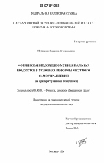 Формирование доходов муниципальных бюджетов в условиях реформы местного самоуправления - тема диссертации по экономике, скачайте бесплатно в экономической библиотеке