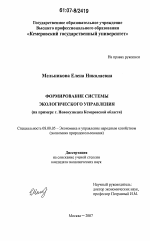 Формирование системы экологического управления - тема диссертации по экономике, скачайте бесплатно в экономической библиотеке