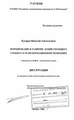 Формирование и развитие хозяйствующего субъекта в трансформационной экономике - тема диссертации по экономике, скачайте бесплатно в экономической библиотеке