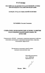 Социально-экономические основы развития благотворительной деятельности в России - тема диссертации по экономике, скачайте бесплатно в экономической библиотеке