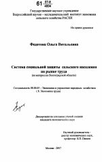 Система социальной защиты сельского населения на рынке труда - тема диссертации по экономике, скачайте бесплатно в экономической библиотеке