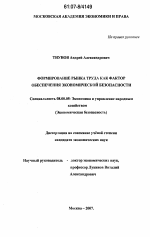Формирование рынка труда как фактор обеспечения экономической безопасности - тема диссертации по экономике, скачайте бесплатно в экономической библиотеке