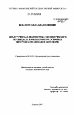 Аналитическая диагностика экономического потенциала финансового состояния дилерских организаций автопрома - тема диссертации по экономике, скачайте бесплатно в экономической библиотеке