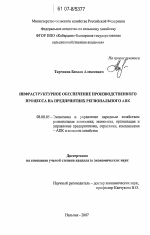 Инфраструктурное обеспечение производственного процесса на предприятиях регионального АПК - тема диссертации по экономике, скачайте бесплатно в экономической библиотеке