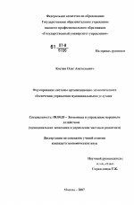 Формирование системы организационно-экономического обеспечения управления муниципальными услугами - тема диссертации по экономике, скачайте бесплатно в экономической библиотеке